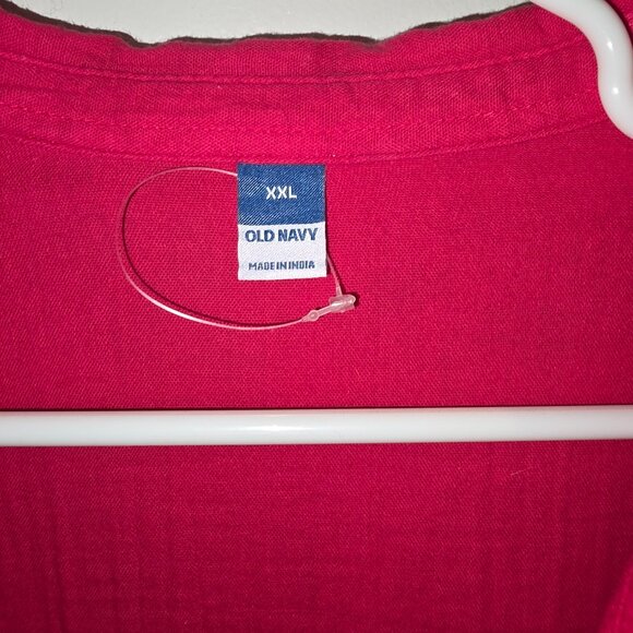 Long Sleeve Button Down Collar Shirt. Fuchsia color. - Picture 2 of 2